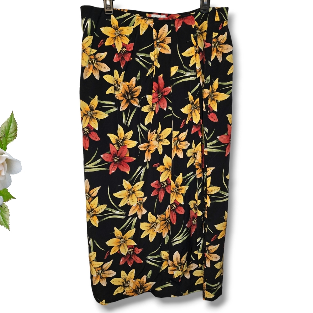 Jacqueline Ferrar Women's Silk Floral Maxi Layered Skirt Size 18 Multi-Color